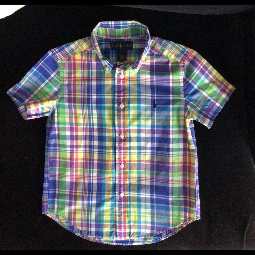 Ralph Lauren Short Sleeve Button Down Shirt, Toddler Boy Size 5, Multicolor